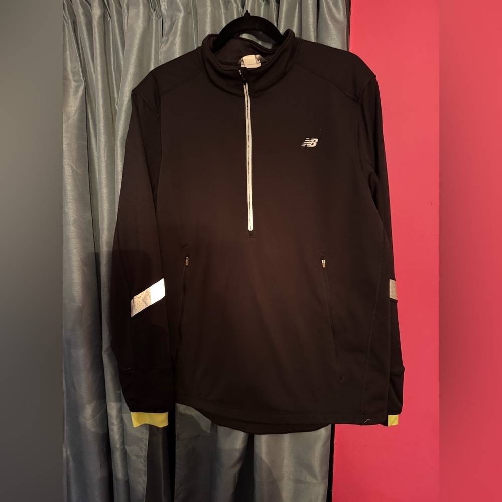 New Balance Running Top Sz XL  Black Performance Half Zip Reflexive Jacket